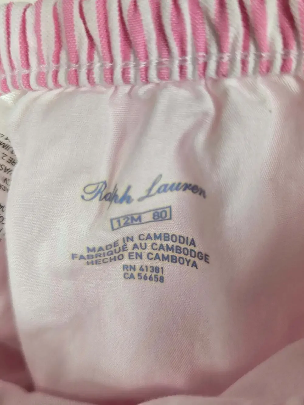 Ralph Lauren Baby Girls Pink Seersucker Dress & Bloomers Set 12M Peter Pan